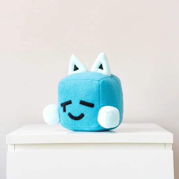 Big Blue Cube Plush Toy Inspired by Just Shapes & Beats 7.8” Soft Square Tear - Picture 4 of 5